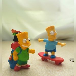 Vintage Bart Simpson skateboarding 4” and Camping Backpack Toys